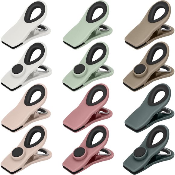 TACGEA Chip Clips, clips magnéticos para bolsas y almacenamiento de alimentos, 12 unidades