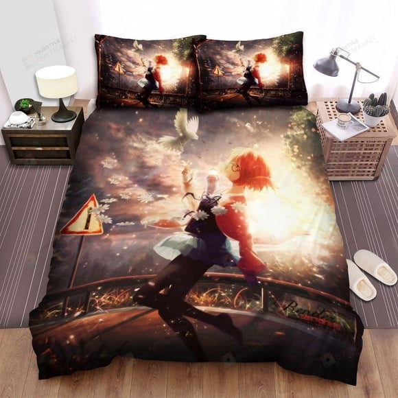 Kyoukai No Kanata Anime Manga Mirai Kuriyama Quilt Duvet Cover Set Double3-Piece Bedding Set