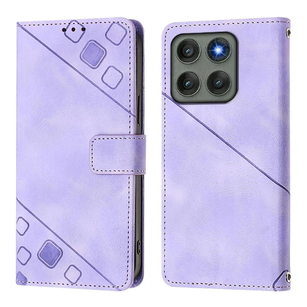 Funda Cartera para Motorola Edge 60 Pro con Soporte y Ranuras, Resistente a Golpes y Rayones Morado