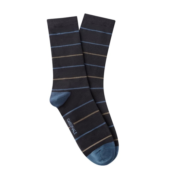 Calcetines Hombre Algodón Gris Con Líneas Beige (Talla 39-45) Calc-1U-Li45