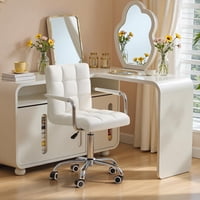 Silla De Oficina Furmax Vanity Con Ruedas De Piel Sintética Blanca