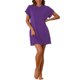 thumbnail image 2 of INSPIRE CHIC Vestido de Dormir de Manga Corta para Mujer, Mezcla de Rayón Suave con Bolsillos Laterales y Puños Enrollados para Primavera Verano M Púrpura, 2 of 6