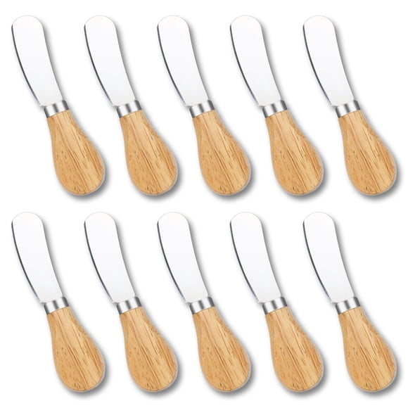 Cuchillos para untar queso ProudMoore 10 piezas mango de madera y acero