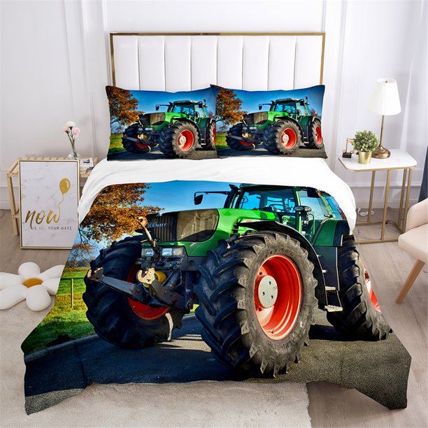 Kids Duvet Cover tractor,Comforter Cover Bedding Set for Home Bedroom Decoration Full Size Queen King,Tractor Pillowslips Bed Sheets
