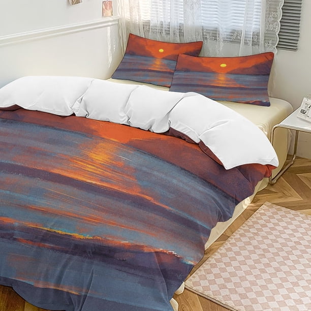 Oil Painting Style 3-Piece Twin Bed Set - Includes 1 Single Comforter And 2 Pillowcases Bedding - Fade Resistant Microfiber - Oil Painting Style