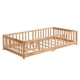 thumbnail image 3 of full Size Floor Bed with Door,Solid Wood Platform Bed Frame with Fence,Suitable for children,Pine Wood,Natural, 3 of 3