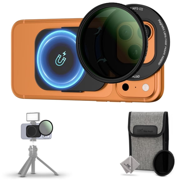 Adaptador de filtro de lente JJC mejorado 67 mm ND2-128 para iPhone 17