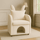 thumbnail image 1 of Beige Bunny-Ear Pet-Friendly Armchair with Built-in Cat & Dog Hideaway, Cozy Dual-Use Sofa Chair with Side Pocket, 27.4 x 25.2 x 37.4 inch, 1 of 3