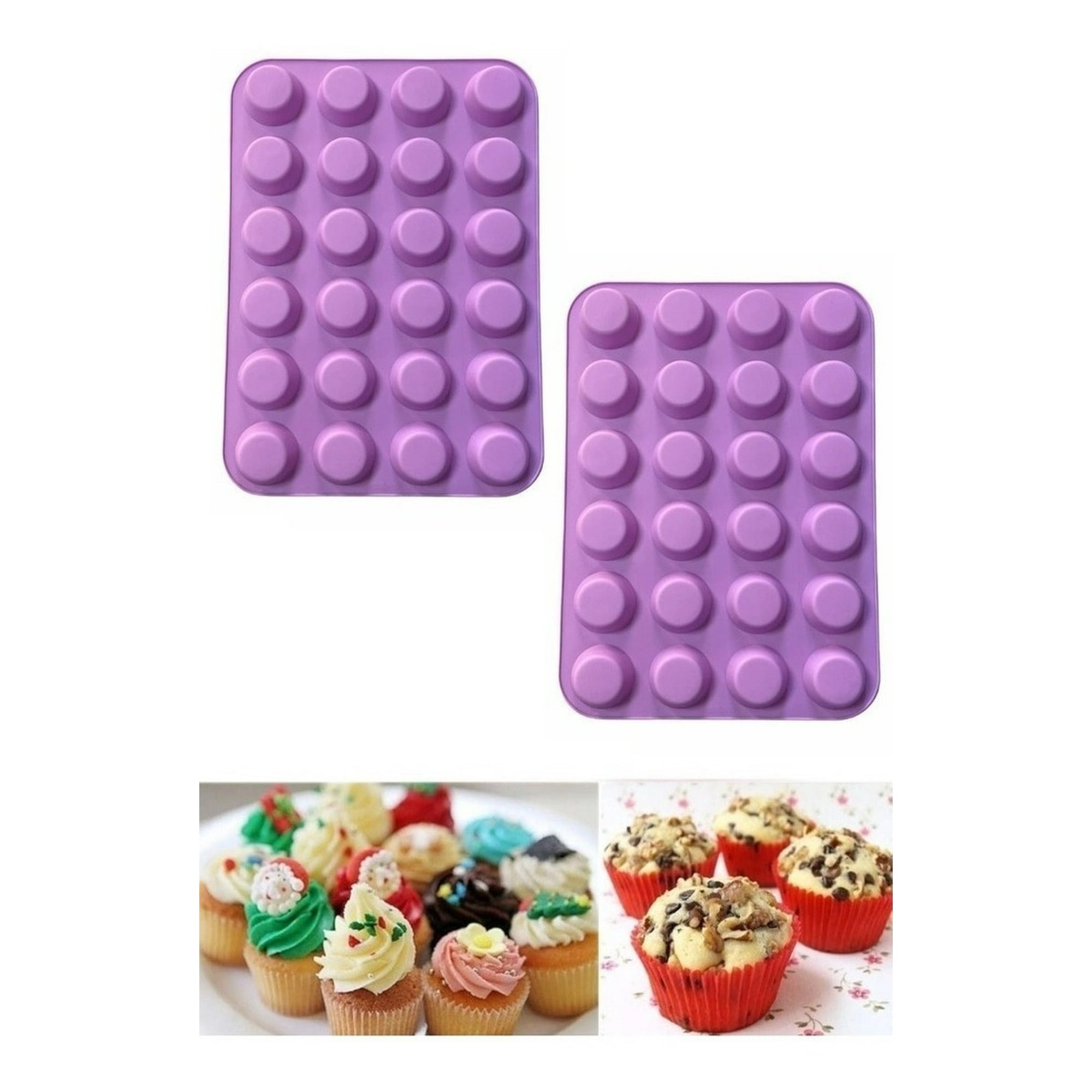 Genérico - Pack X2 Molde Cupcakes 24 Cupcakes Molde Silicona Reposteria