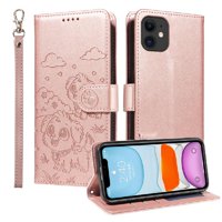 Funda Billetera Foxdock Compatible Con Iphone 12 Mini , Diseño Perrito Tierno, Ranuras Para Tarjetas Y Soporte Plegable