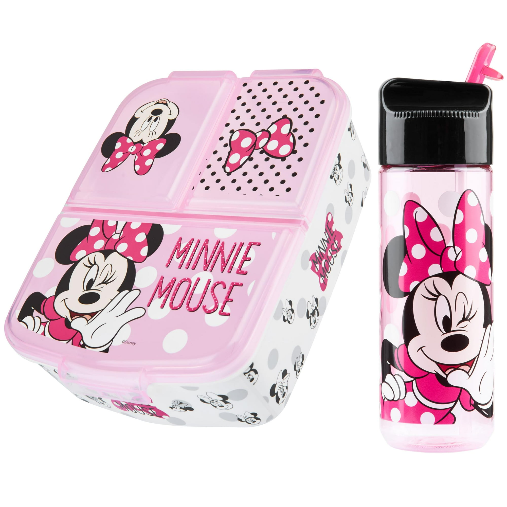 Set De Loncheras Disney Minnie Mouse Para Niños Con Botella De Agua, Color Rosa
