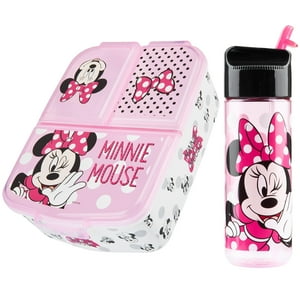 Set De Loncheras Disney Minnie Mouse Para Niños Con Botella De Agua, Color Rosa