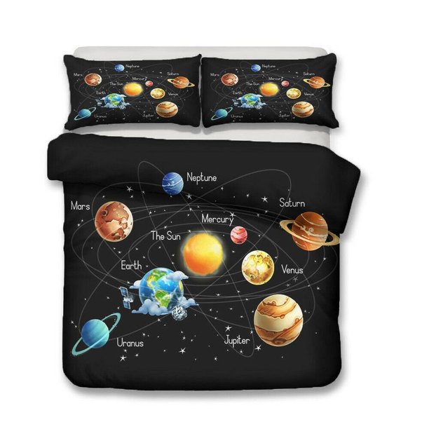 Space Galaxy Boys Girls Gift Quilt Duvet Cover Set Home Textiles 3-Piece Bedding Set
