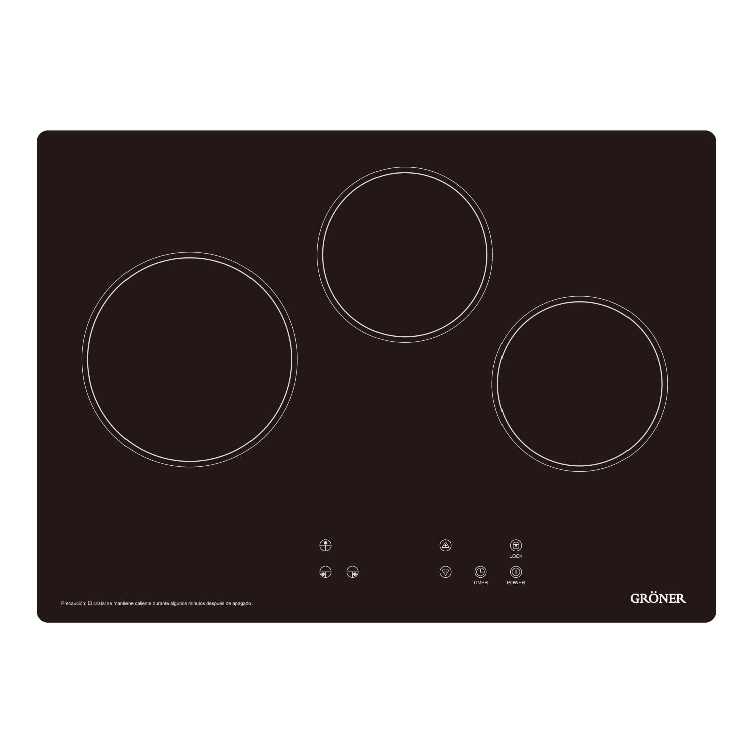 Groner - Encimera Vitrocerámica Touch Black 3q