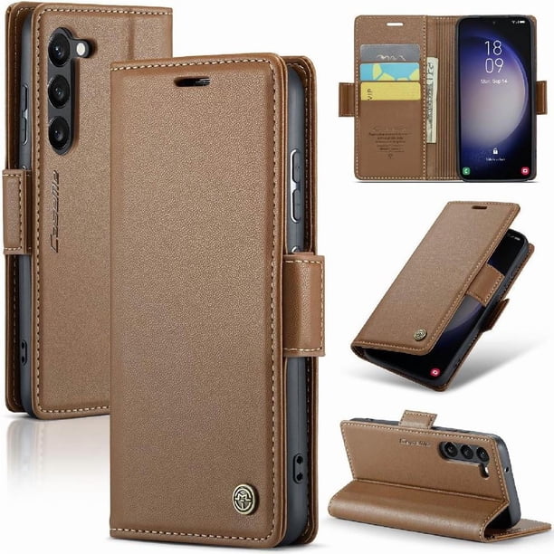 CaseMe tipo cartera Samsung Galaxy S23 con cierre magnético, RFID, tarjetero, soporte, carga inalámbrica