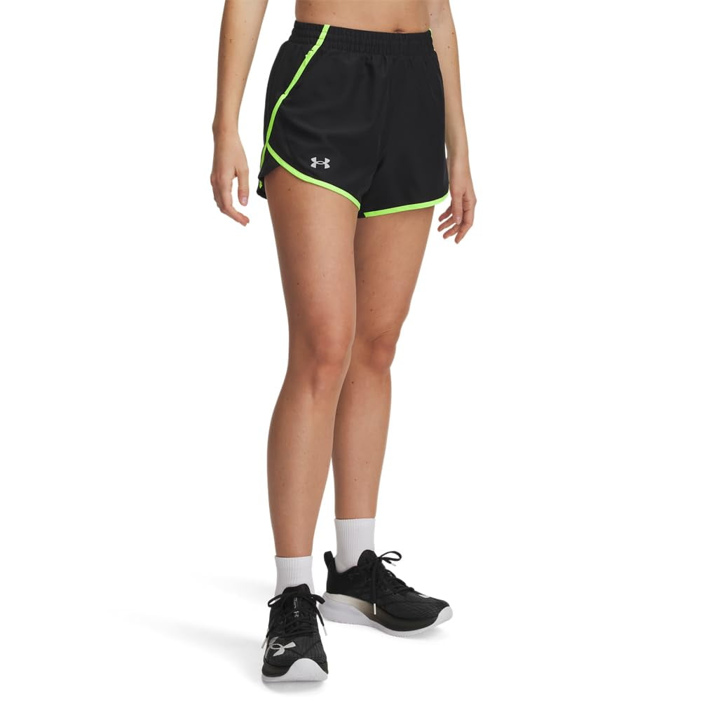 Pantalones Cortos Under Armour Fly By Black/hyper Green 3xl Para Mujer
