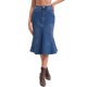 thumbnail image 1 of INSPIRE CHIC Falda de Mezclilla Ajustada de Mujer con Cola de Sirena, Cintura Alta, Volantes, Largo a la Rodilla, Talla S, Azul, 1 of 6