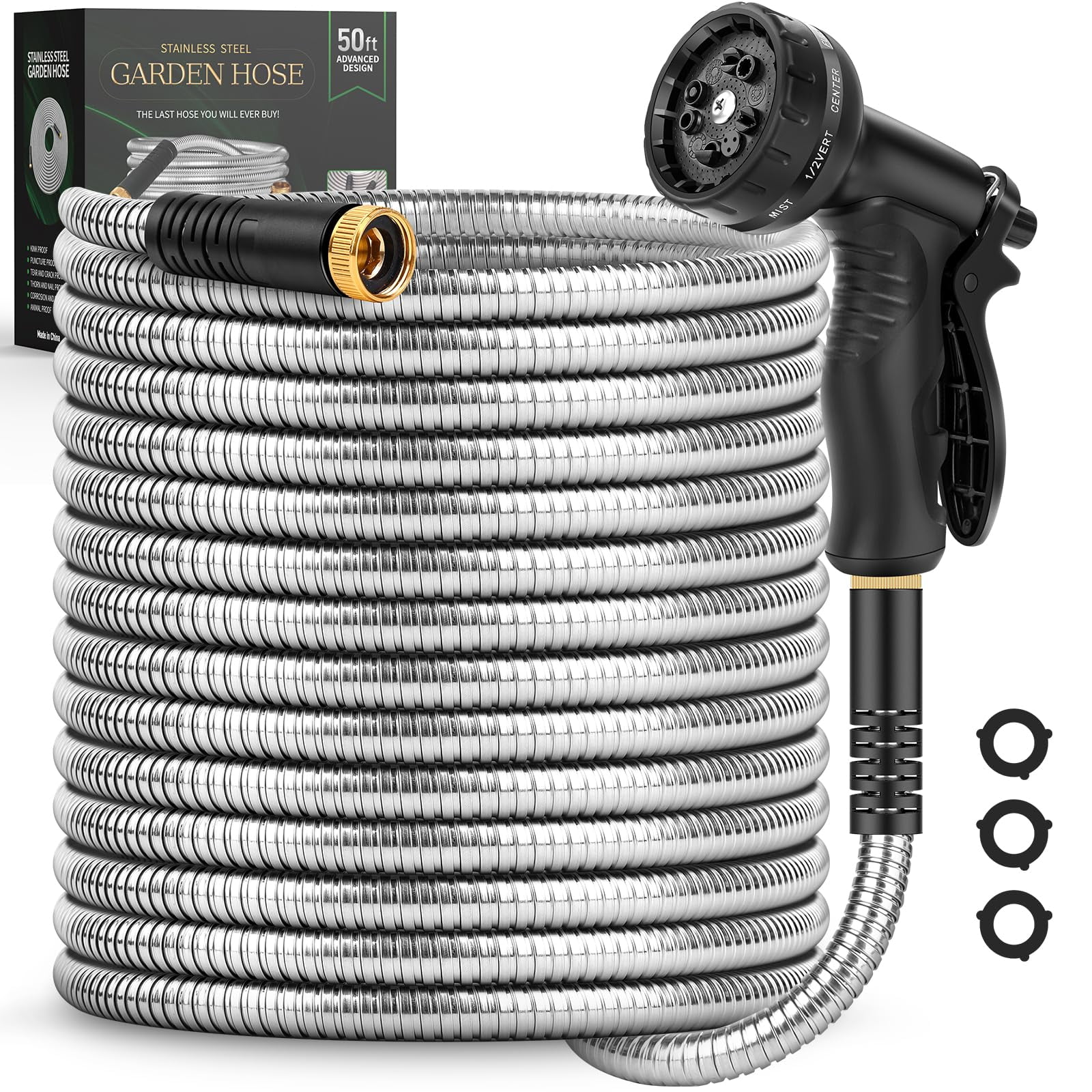 Boquilla Garden Hose Itsonestep De Acero Inoxidable De 15 M Con 10 Funciones