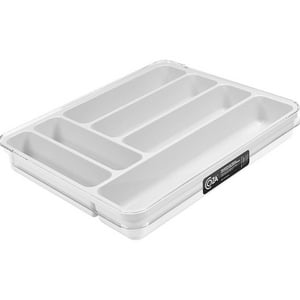 Coza - Organizador De Cubiertos Con Tapa Extensible Blanco Blanco