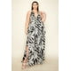 thumbnail image 4 of Vestido Largo Con Cuello Halter Estampado De Satén Arrugado Volantes Fruncido En La Cintura Y Abertura Frontal Negro (talla Grande Para Mujer), 4 of 4