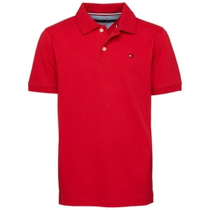 Polo Tommy Hilfiger Para Niños, Manga Corta, Color Rojo Hiedra, Talla 6