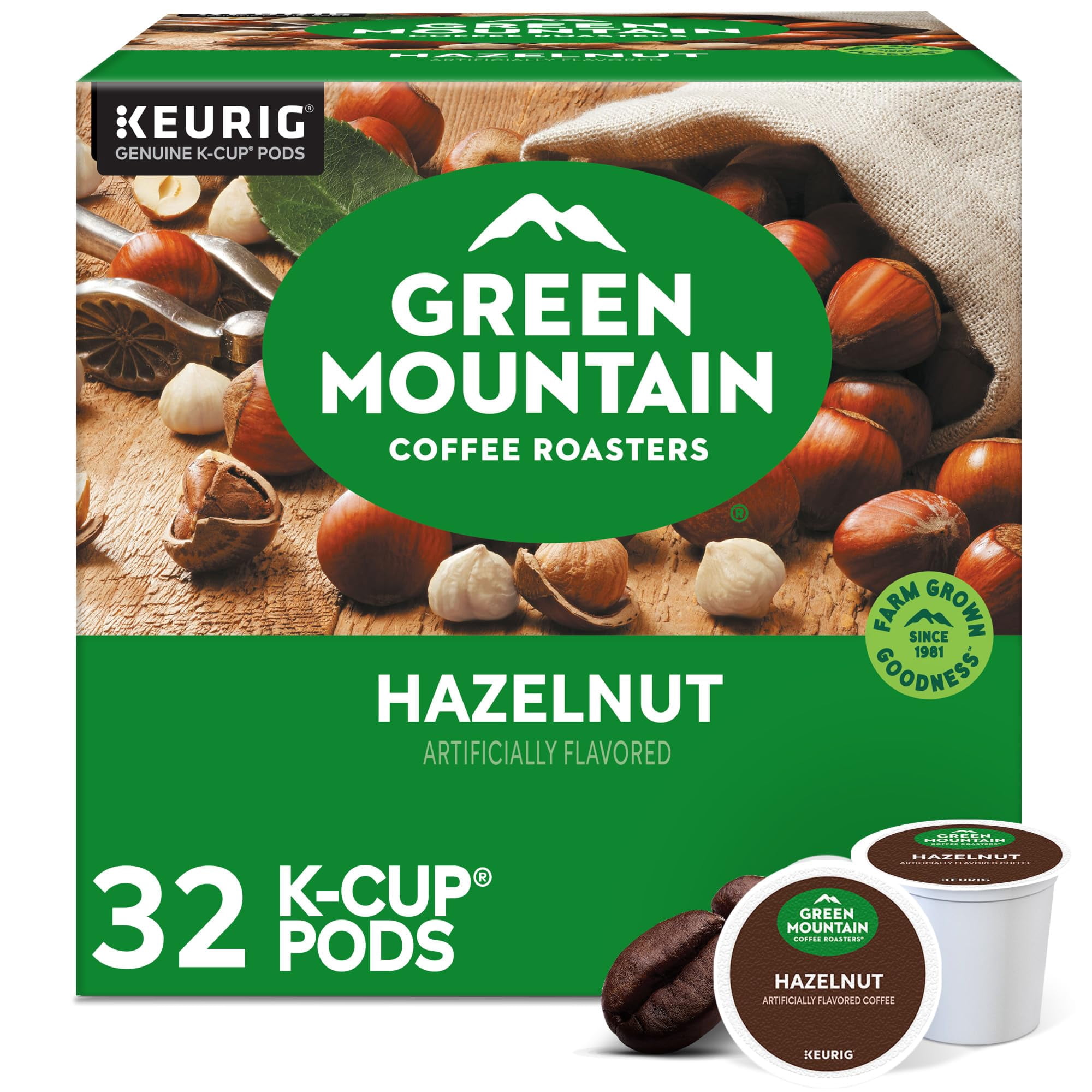 Green Mountain Coffee Roasters - Cápsulas De Café Keurig K-cup Green Mountain Hazelnut, 32 Unidades