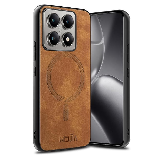 Magnetic Slim Case for Xiaomi 14T with Camera Guard & Anti-Scratch Back Brown