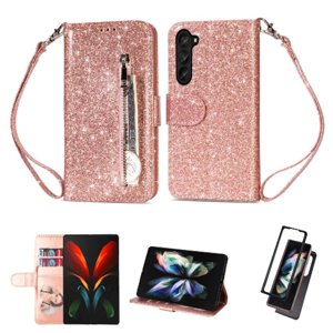 Funda Para Foxdock Elegante Funda Samsung Galaxy Z Fold6 Glitter Con Cremallera-Ideal Para El Uso Diario