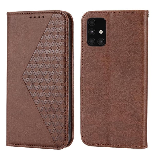 Funda Flip FOXDOCK para Samsung Galaxy A71 4G , Estilo Billetera con Diseño Rombo, Correa de Mano y Soporte, Uso Diario