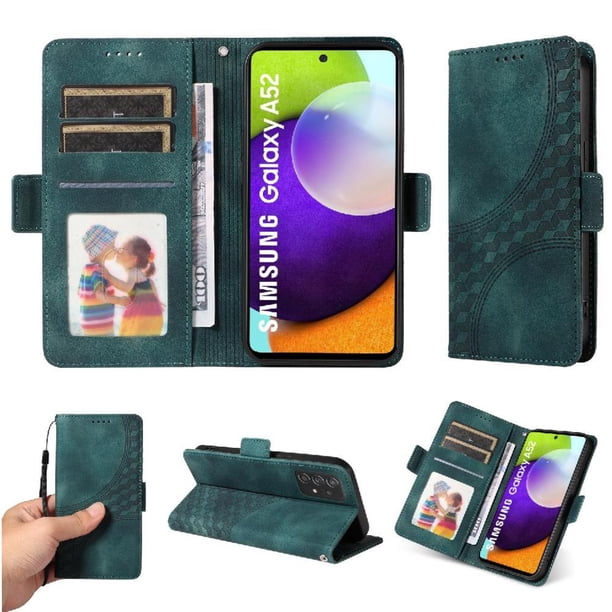 Carcasa FOXDOCK Samsung Galaxy A52 4G/5G de cuero PU, diseño acolchado clásico, protección contra caídas y rayones