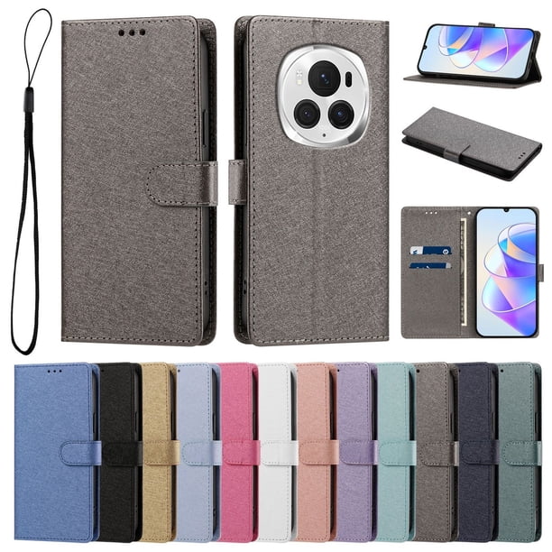 Cartera para Honor Magic6 Pro con Soporte y Correa, Gris