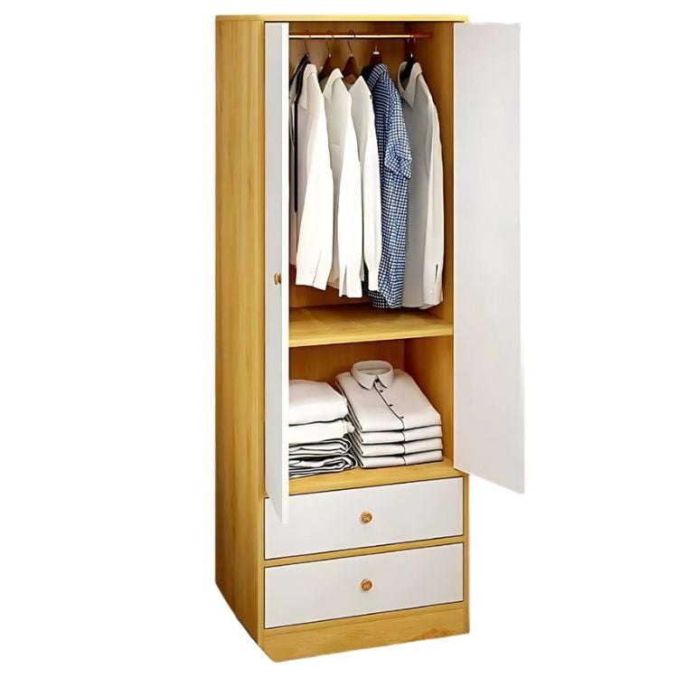 Pitaya - Armario De Madera Para Dormitorio 60 X 40 X 180 Cm Con Puertas Batientes Amarillo