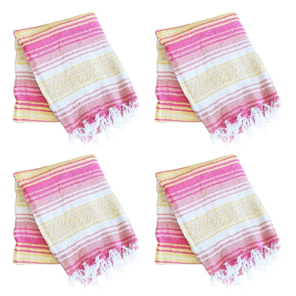 Manta La Montana 188 × 127 cm Pack de 4 Coral/Amarillo/Blanco