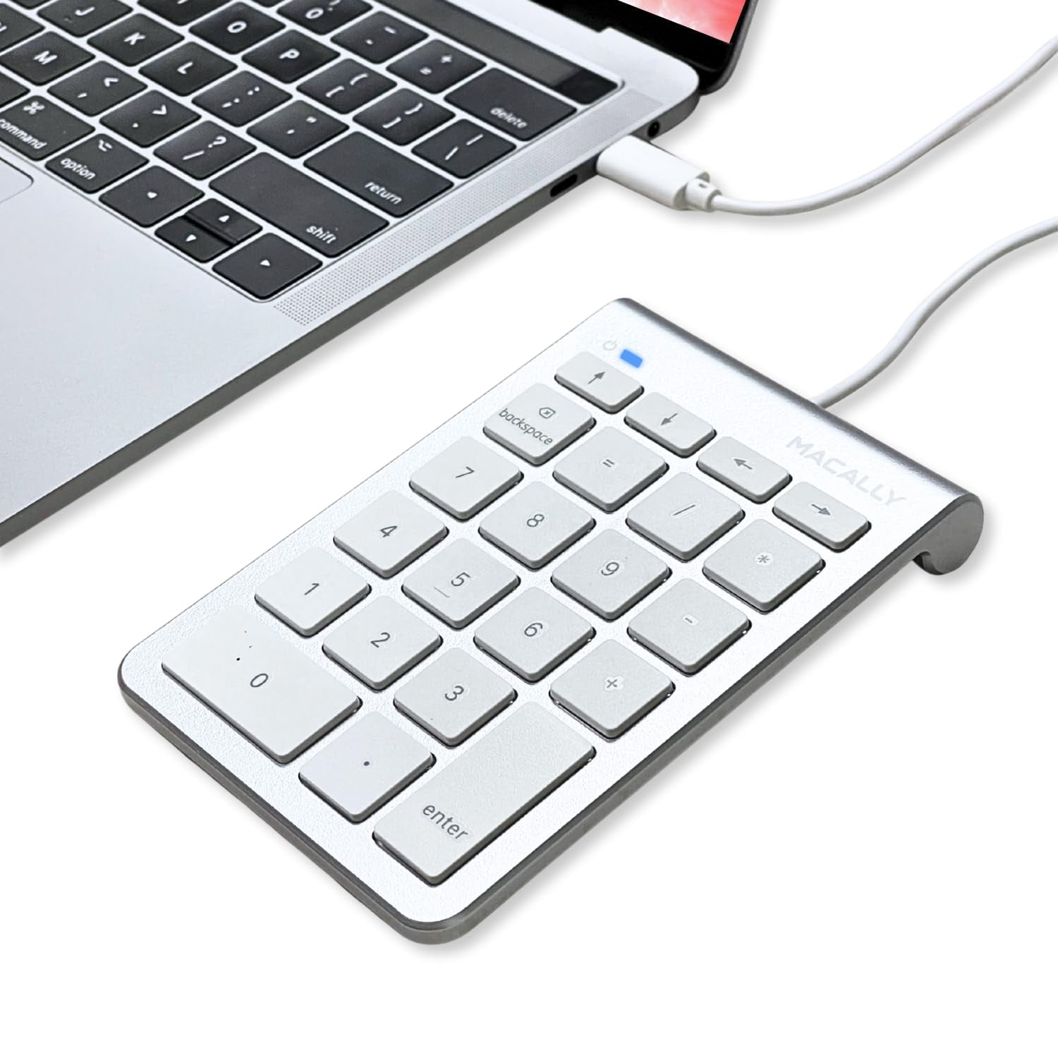 Teclado Numérico Macally Ucnumkey22 Usb C Con Cable 1,5 M Plateado