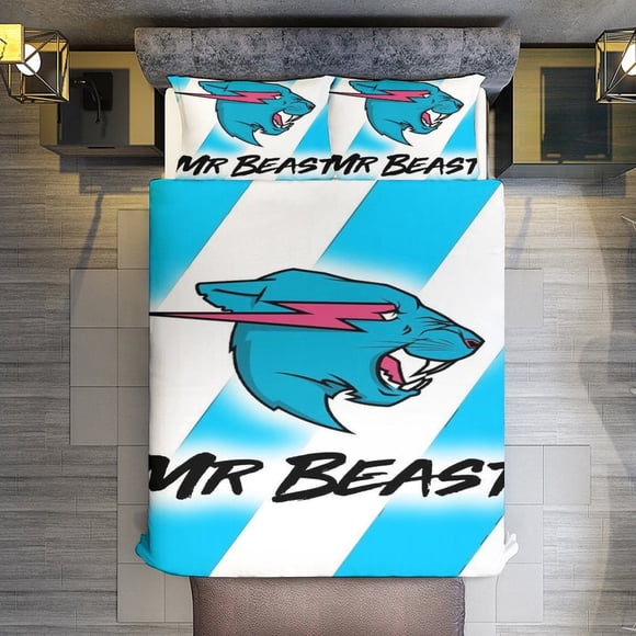 Mr Beast LogoComforter Set for Kids Boys Teen Tween 3D Lightweight Microfiber Bedding Sets