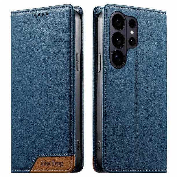 Funda Tipo Cartera de Cuero Sintético para Samsung Galaxy S26 Ultra Bloqueo RFID, con Ranuras para Tarjetas y Bolsillo para Efectivo, Cierre Magnético Fuerte Azul