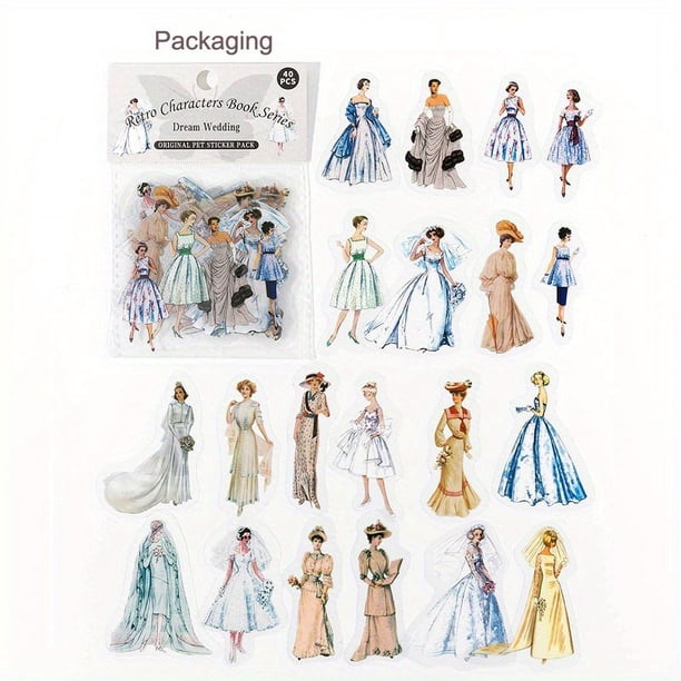 40pcs Vintage Washi PET Stickers for Scrapbooking and Journaling - Perfect for People and Bullet Journals