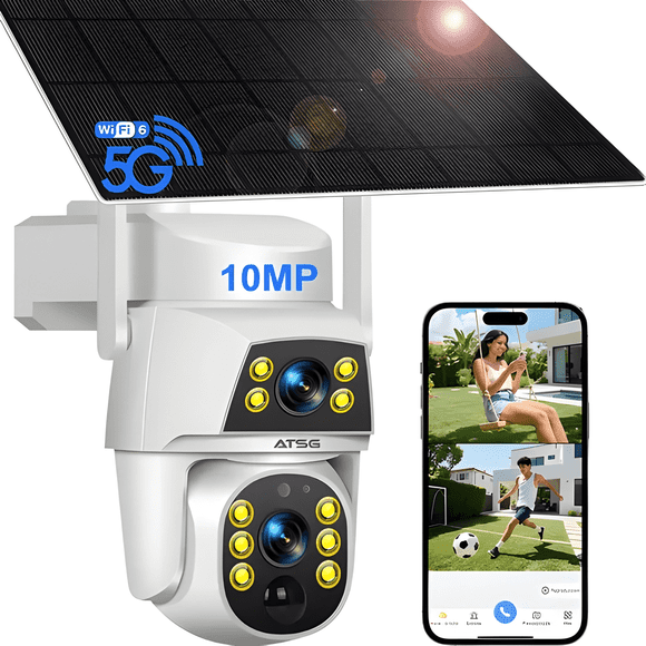 ATSG Cámara Solar Externa 2K Doble Lente 360° IP66 Plus