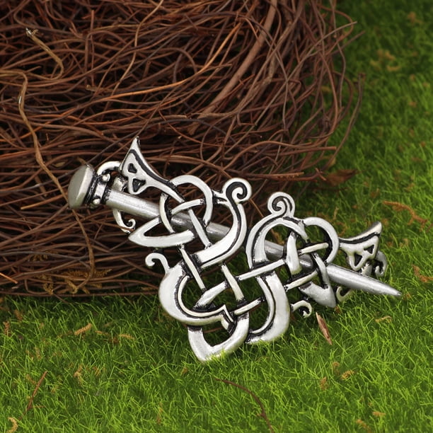 Viking Celtic Hair Clips - Silver Knotted Hairpin for Ladies & Women