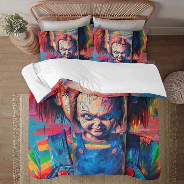 Juego De Ropa De Cama De Halloween Chucky Soft3d Printed Nordic Funda Nórdica Con Funda De Edredón Juego De 3 Piezas Incluye Fundas De Almohada Y Funda Mhine