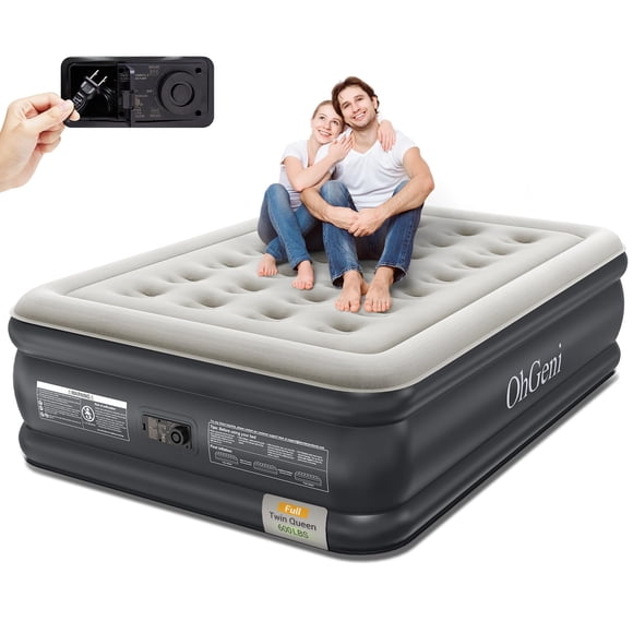 Colchón inflable OHGeni Full con bomba integrada, 18 pulgadas, 600 libras, negro
