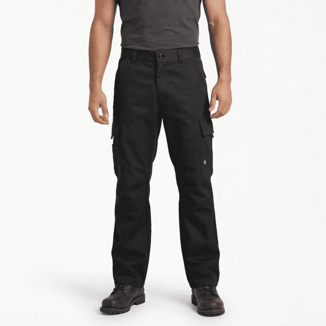 T-world - Pantalón De Trabajo Cargo Gabardina Cintura Elásticada Negro
