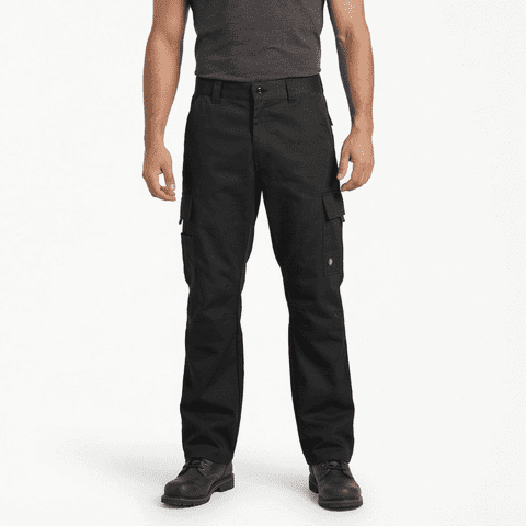T-World - Pantalón De Trabajo Cargo Gabardina Cintura Elásticada Negro