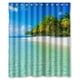 thumbnail image 1 of Cortina de ducha de coco azul puro con diseño de mar y playa, juego de cortina de baño con ganchos, tamaño 60 x 72 pulgadas, 1 of 3