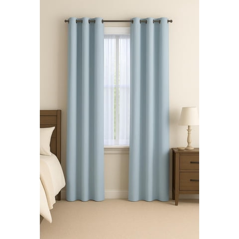 Clems - Pack 2 Cortina Engomada Termica 100% Blackout 140X225 Azul Cielo 140X225