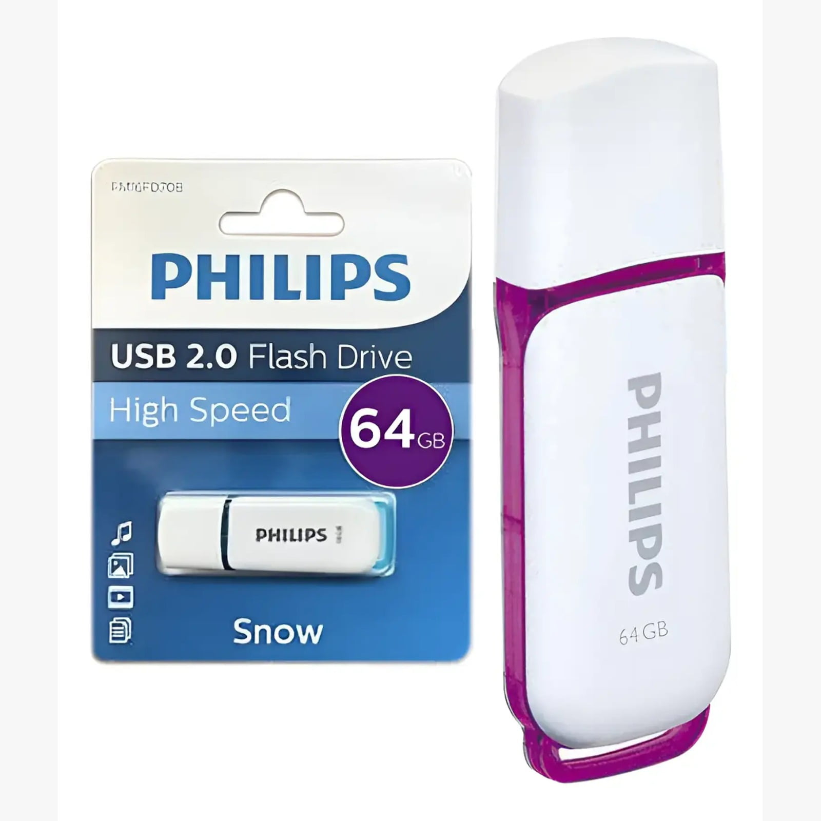 Pendrive Usb Philips Snow 64gb 2.0 Color Blanco