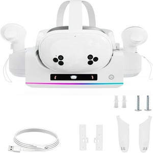Genérico - Estación De Carga De Rv Compatible Con Meta Quest 3S - Base Rápida Con Indicador Led Y Soporte De Pared, Apta Para Casco Y Controlador Táctil-Blanco