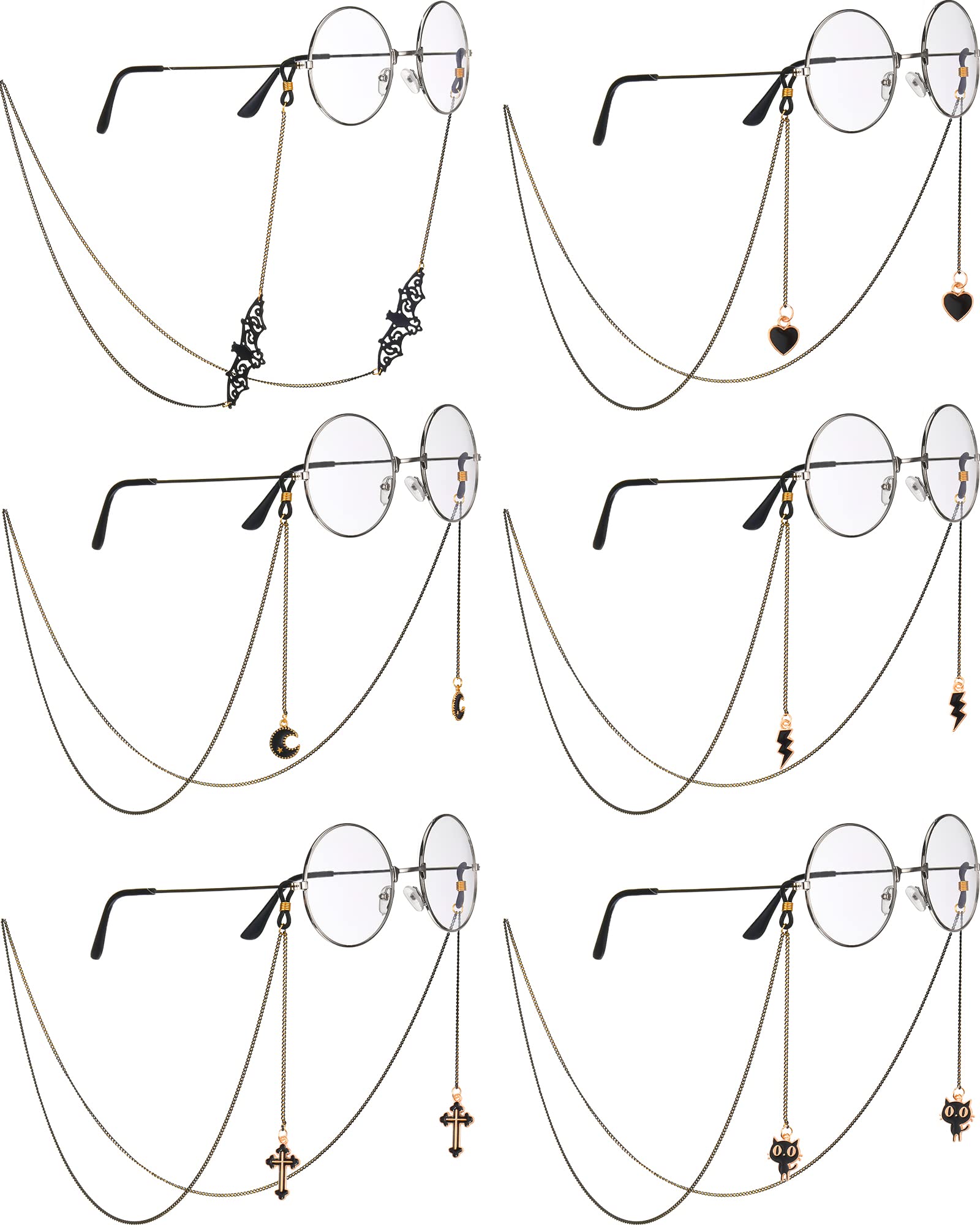 Flutesan - Cadena De Gafas De Estilo Gótico Flautesano, 6 Piezas, Para Gafas De Sol