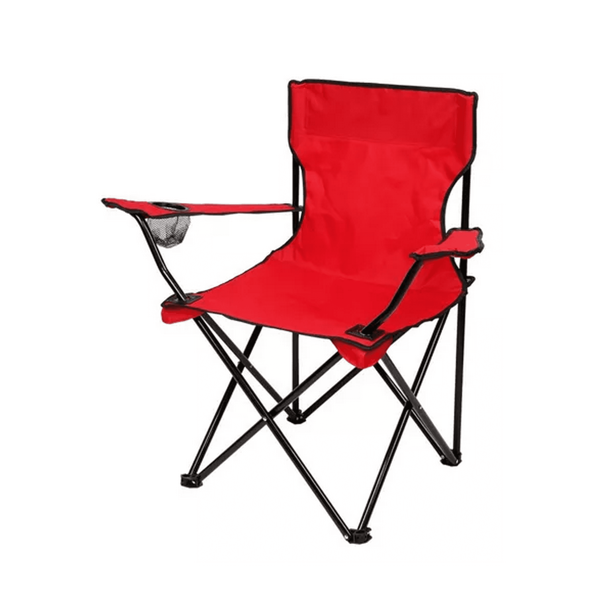 Genérico - Silla Plegable Con Bolso Y Portavasos Resistente Roja