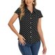thumbnail image 1 of INSPIRE CHIC Camisetas Vintage de Manga Corta para Mujer de Regreso a Clases Camisa de Lunares con Botones XS Negro, 1 of 6